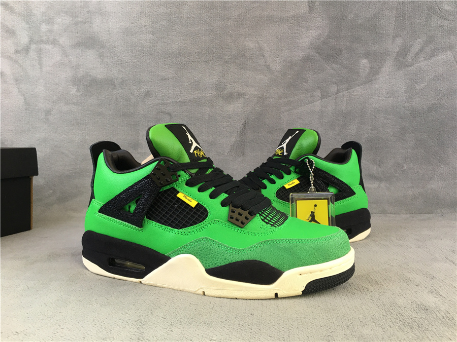 New Air Jordan 4 Retro Manila Green Black White Shoes - Click Image to Close